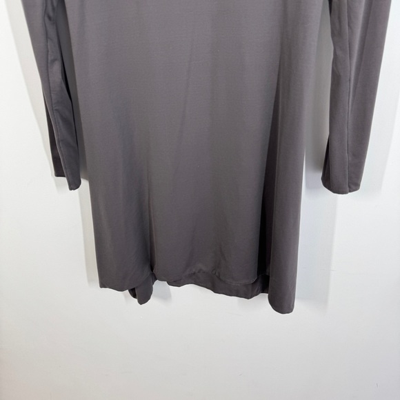 Sarah Pacini Gray Long Sleeve Hooded Minimalist Lagenlook Tunic Dress - Picture 4 of 12